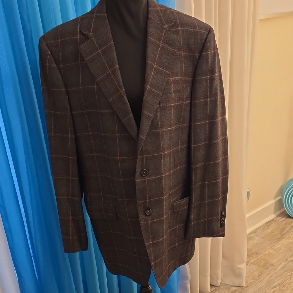 Canali Brown Plaid Men's Blazer